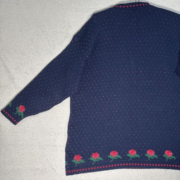 Vintage Laura Tyler Sweater Women’s XL Rose AOP Adele Knit Cottagecore Holiday - Picture 15 of 16